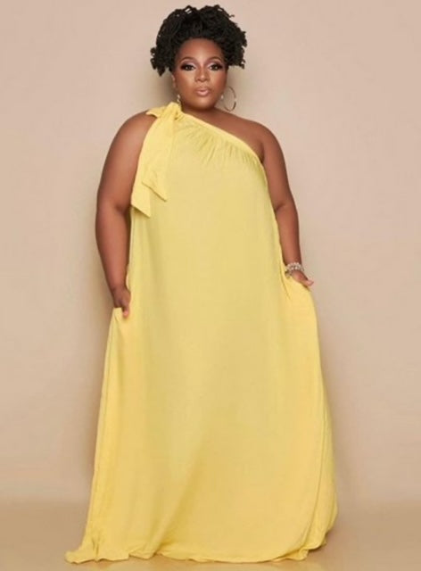 One Shoulder Tie Maxi Dress