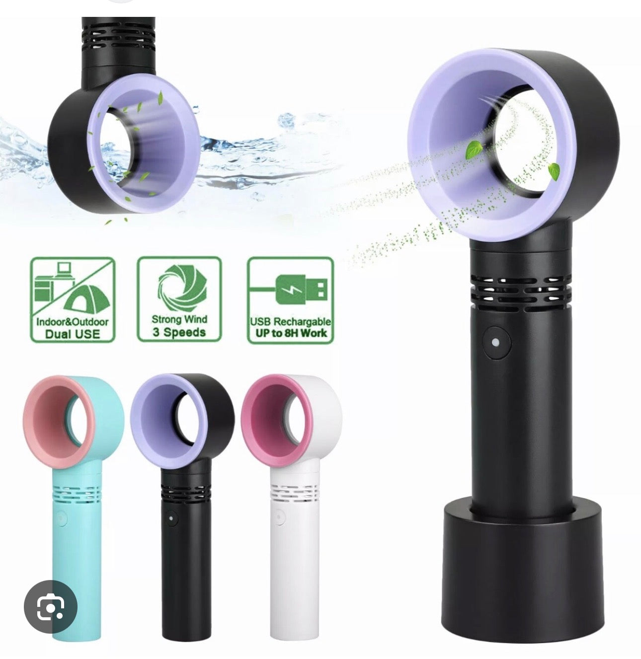Bladeless Mini Beauty Fan Black
