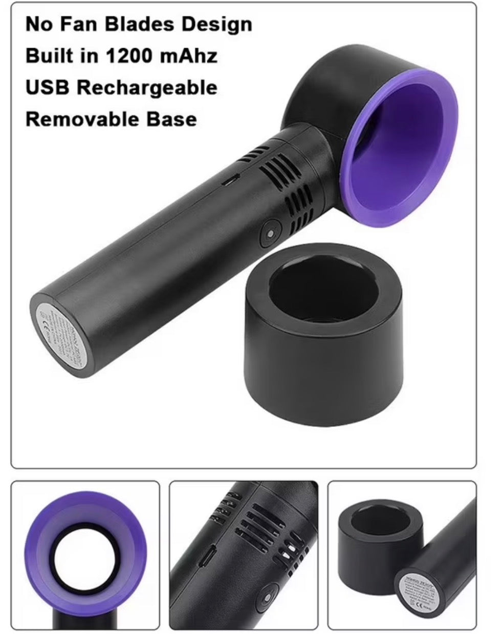 Bladeless Mini Beauty Fan Black