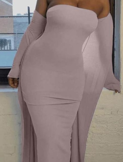 Strapless Tube Dress Light Gray