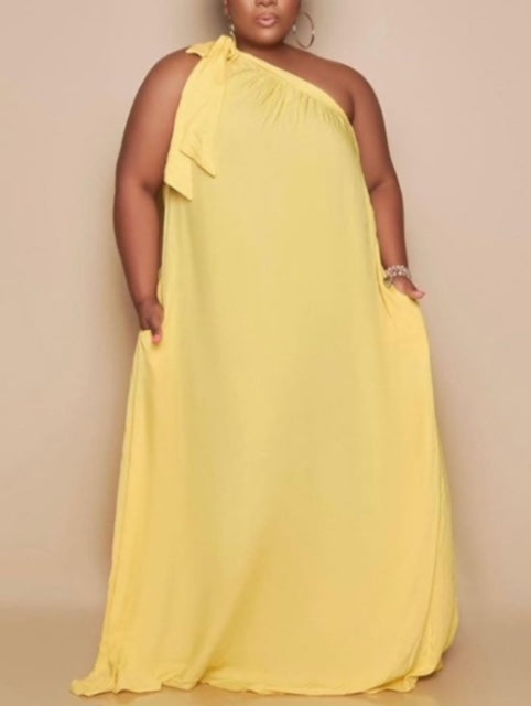 One Shoulder Tie Maxi Dress